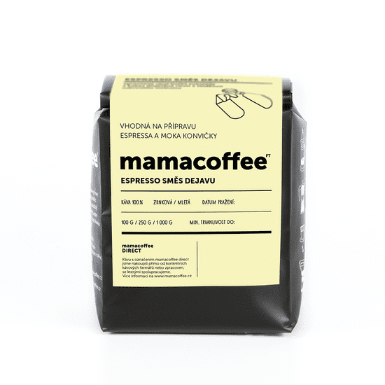 mamacoffee Espresso mix Dejavu 250g - žltý melón a trstinový cukor, mliečna čokoláda