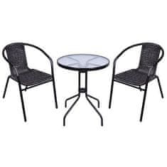 ST LEISURE EQUIPMENT Set balkónový ALESIA, čierny/antracit, stôl 70x60 cm, 2x stolička 52x55x73 cm, oceľ