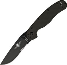 Ontario Knife Comp. Zatvárací nôž RAT-1 Linerlock, zúbkovaný - čierny (ON8847)