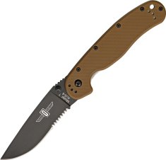 Ontario Knife Comp. Zatvárací nôž RAT-1 Linerlock, zúbkovaný - čierny/coyote brown (ON8847CB)