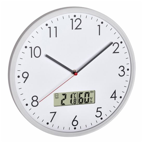 TFA 60.3048.02 - Analógové nástenné hodiny s digitálnym teplomerom a vlhkomerom