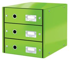 LEITZ Zásuvkový box "Click&Store", zelený, polaminovaný kartón, 3 zásuvky, 60480054