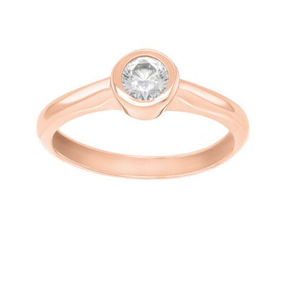 Brilio Pôvabný prsteň z ružového zlata so zirkónom SR042RAU