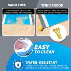 Netscroll Skladateľná vodotesná nepremokavá podložka na pláž, kemping alebo piknik, 210x200 cm, žiadny viac piesok alebo vlhkosť, užite si kdekoľvek, pridaná taška na ukladanie, ľahko sa čistí, Mat4Beach