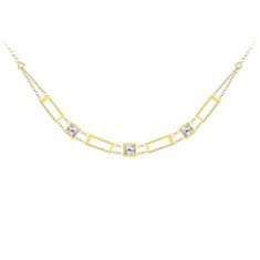 Preciosa Luxusné pozlátený náhrdelník Straight s čírym krištáľom Preciosa 7390Y00