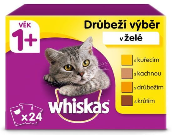 Whiskas kapsičky hydinový výber v želé pre dospelé mačky 24 x 100g