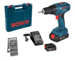 Bosch GSR 1800-Li aku skrutkovač 2x 18V 2,0 Ah + GAL 18V-20 + kufor + sada bitov