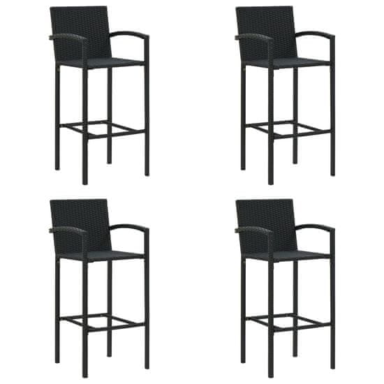 Vidaxl Barové stoličky 4 ks, čierne, polyratan