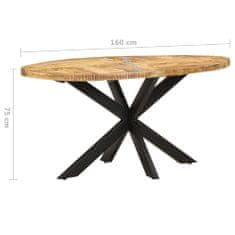 Vidaxl Jedálenský stôl 160x80x75 cm surové mangovníkové drevo