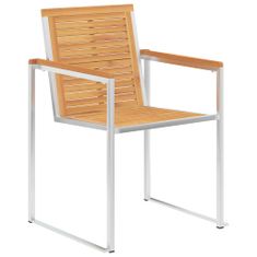 Vidaxl Záhradné stoličky so sedákmi 2 ks masívne teakové drevo a oceľ