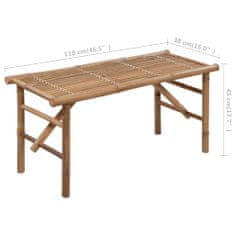 Vidaxl Skladacia záhradná lavička s podložkou 118 cm, bambus