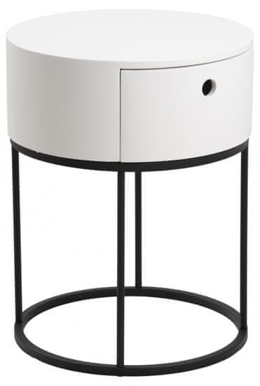 Design Scandinavia Nočný stolík Polo, 51 cm, MDF, biela