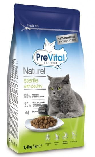 PreVital Naturel granuly pre sterilné mačky hydinové 4 x 1,4kg4 x 1,4kg