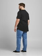 Jack&Jones Plus Pánske tričko JJENOA Long Line Fit 12184933 Black (Veľkosť 5XL)