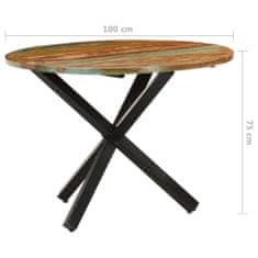 Vidaxl Jedálenský stôl okrúhly 100x100x75 cm masívne recyklované drevo