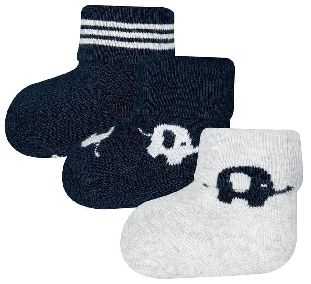 EWERS detský tmavomodrý 3pack dojčenských ponožiek z organickej bavlny 205188