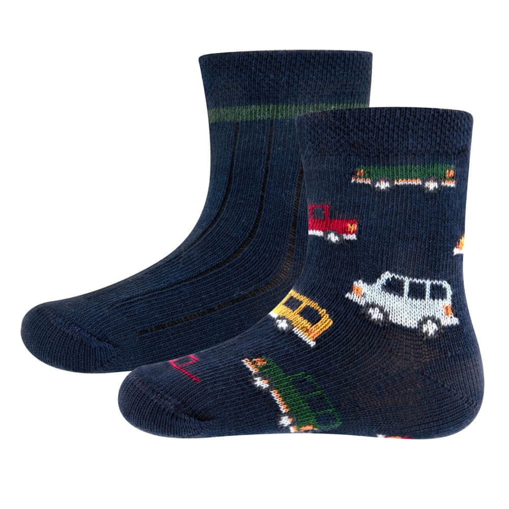 EWERS chlapčenských 2pack ponožiek s autom 205253 16-17 tmavomodrá