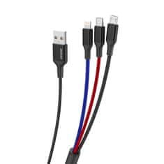 DUDAO L10Pro 3in1 kábel USB - Lightning / USB-C / Micro USB 5A 38cm, biely