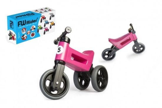 Funny Wheels Odrážadlo Rider Šport ružové 2v1, výška sedla 28 / 30cm nosnosť 25kg 18m +