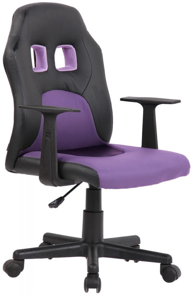 BHM Germany Detská kancelárska stolička Fun, syntetická koža, čierna / fialová