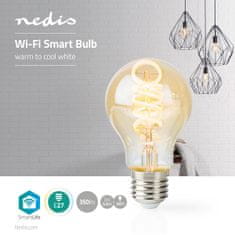 Nedis Wi-Fi chytrá LED žárovka, kroucená, E27, A60, 5,5 W, 350 lm (WIFILT10GDA60)