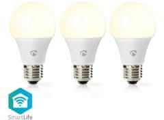 Nedis Wi-Fi chytrá LED žárovka, 3 ks v balenie, teplá biela, E27, .800 lm, 9W, F (WIFILW32WTE27)
