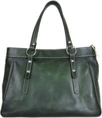 VegaLM Kožená kabelka ručne tieňovaná v tmavo zelenej farbe