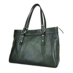 VegaLM Kožená kabelka ručne tieňovaná v tmavo zelenej farbe