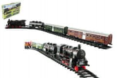 Greatstore Vlak + 3 vagóny s kolejemi 24ks plast na baterie se světlem se zvukem v krabici 59x39x6cm