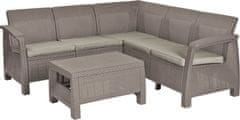 Greatstore Rohová sofa CORFU RELAX - cappuccino + pieskové podušky
