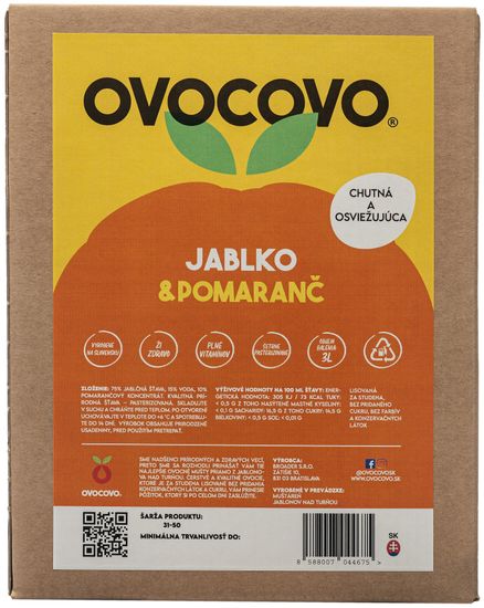OVOCOVO Jablko-pomaranč ovocná šťava BAG in Box 3l
