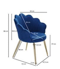 Bruxxi Jedálenská stolička Tulpe, zamat, modrá