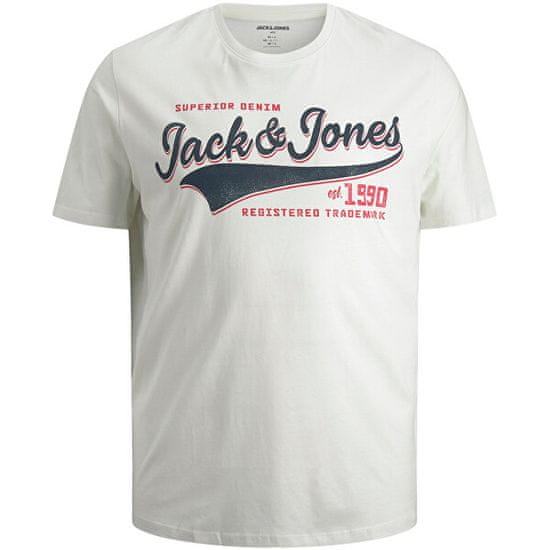 Jack&Jones Plus Pánske tričko JJELOGO Slim Fit 12193090 Cloud Dancer