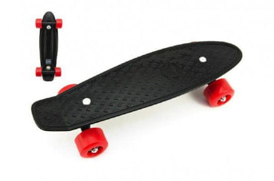 Greatstore Skateboard - pennyboard 43cm, nosnost 60kg plastové osy, černá, červená kola