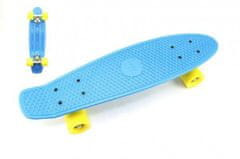 shumee Skateboard - pennyboard 60cm nosnost 90kg, kovové osy, modrá barva, žlutá kola
