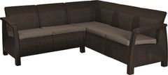 Greatstore Rohová sofa CORFU RELAX - hnedá + sivohnedé podušky