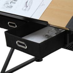 shumee MIADOMODO® Písací stôl s policami, sv. drevo/čierna