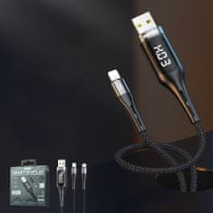 REMAX Intelligent Digital Data USB - Lightning kábel ochrana proti prebitiu programovateľný časovač 2,1 A 1,2 m čierny