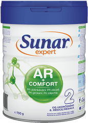 Sunar Expert AR+Comfort 2 počiatočné dojčenské mlieko pri grckaní, zápche a kolikách 700g