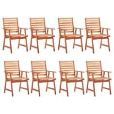 Vidaxl Vonkajšie jedálenské stoličky 8 ks s podložkami masívne akáciové drevo