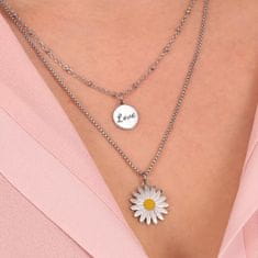 La Petite Story Dvojitý kvetinový náhrdelník s príveskami Love LPS10ASD05