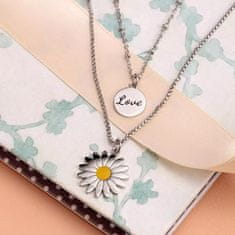 La Petite Story Dvojitý kvetinový náhrdelník s príveskami Love LPS10ASD05