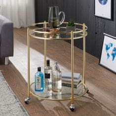 Bruxxi Servírovací stolík Gabi, 75 cm, zlatá/číra