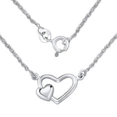 Silvego Romantický strieborný náhrdelník so srdiečkami ZTJ71251