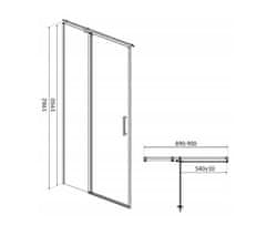 CERSANIT Moduo - Dvere do niky / Dvere pre sprchový kút, ľavé, 90x195cm, chrómový profil-číre sklo, S162-005