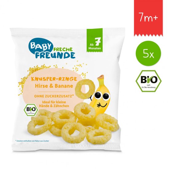 Freche Freunde BIO Chrumkavé krúžky - Proso a banán (5x)