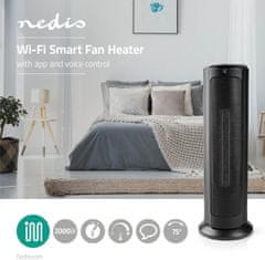 Nedis Chytrý Wi-Fi sloupový ventilátor s topným tělesam, termostat, 1 200 a 2 000 W, čierny (WIFIFNH10CBK)