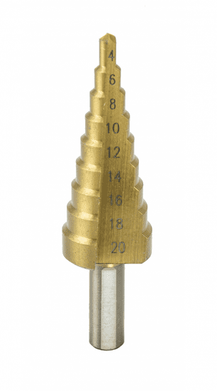 Dedra Stupňovitý vrták 4-20mm, HSS, TiN - WMST0420