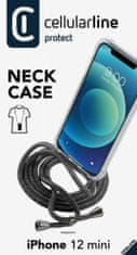 CellularLine Transparentný zadný kryt Neck-Case s čiernou šnúrkou na krk pre Apple iPhone 12 MINI NECKCASEIPH12K