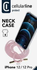 CellularLine Transparentný zadný kryt Neck-Case s ružovou šnúrkou na krk pre Apple iPhone 12 Pro NECKCASEIPH12MAXP